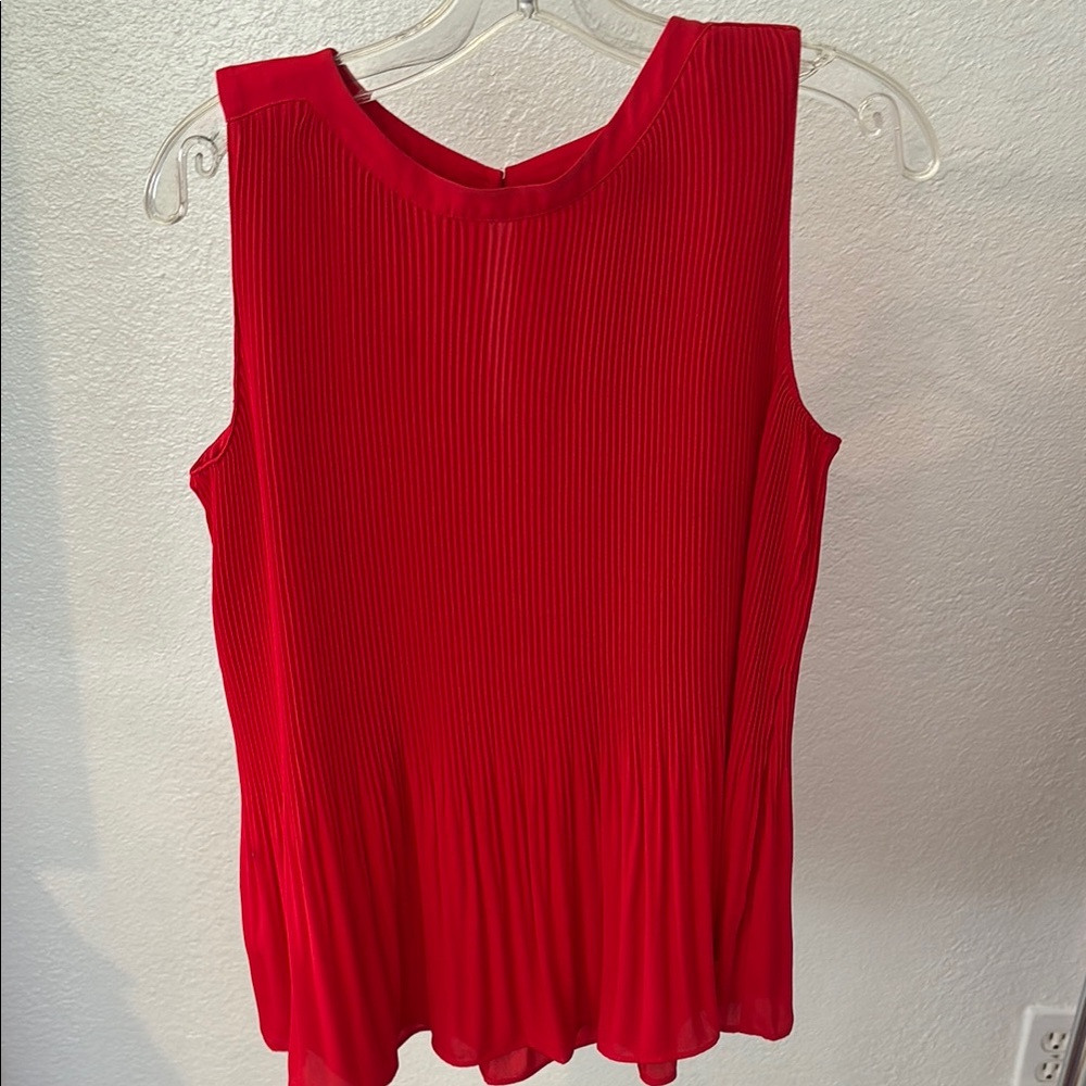 LOFT Vibrant Red Pleated Tank Top